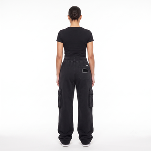 Women's Heavyweight 430GSM Cotton French Terry Cargo Joggers-High-Waist Loose Fit Rhinestone Graphic Streetwear Sweatpants - Product Image 2
