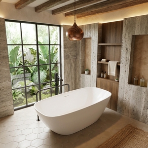 Baignoire autoportante rectangulaire Salvere FW-3302, moderne, installation facile, en acrylique, pour appartement - Product Image 5