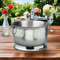 Glacière ronde de luxe en acier martelé, écologique et personnalisable, style campagnard, pour vin, bière et autres boissons, par WB INC INDIA, idéale pour les fêtes