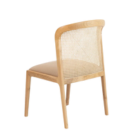 Chaise de salle à manger en teck massif et rotin avec siège rembourré doux et dossier incurvé, écologique, durable, moderne, pour appartement