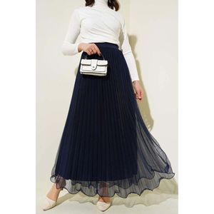 Ruffle Pleated Tulle <b>Skirt</b> <b>Navy</b> Blue - Product Image 3