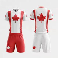 Ensemble de maillots de football personnalisés Canada 2026 avec motif feuille d'érable, uniforme de football sur mesure, kit sportif respirant, tenue d'entraînement pour hommes, vente en gros