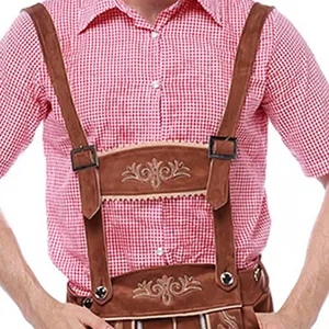 กางเกงขาสั้นหนังกวาง,กางเกงขาสั้นสีพื้นเข้ารูปสไตล์ Lederhosen ทำจากปากีสถาน - Product Image 4