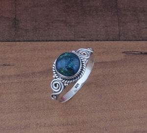 Anillo Apilable de Plata de Ley 925 con Turquesa Natural, Anillo Clásico para Regalo de Boda para Mujer - Product Image 4