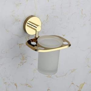 Portaescobillas de baño de aluminio Soporte de vidrio Diseño moderno montado en la pared - Product Image 2