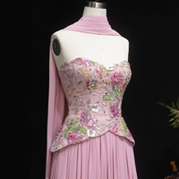 Robes de soirée élégantes Jancember LSZ480, couleur rose, à fleurs, avec écharpe