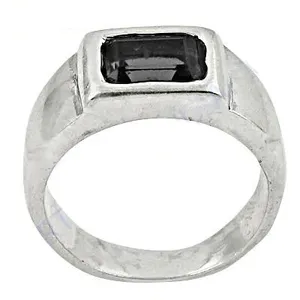 "<b>Men's</b> Rhodium-Plated 925 Silver <b>Black</b> Onyx Signet <b>Ring</b> with Bezel Setting" - Product Image 3