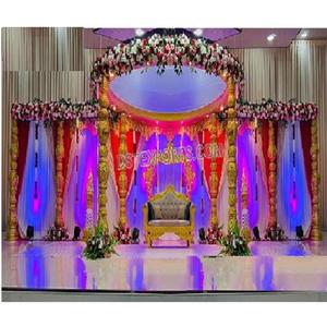 Decoraciones de Boda Tradicionales de Sri Lanka, Mandap de FRP Tallado en Dorado, Estilo Gujarati, Decoración de Mandap para Boda Maharani, Venta en España - Product Image 1