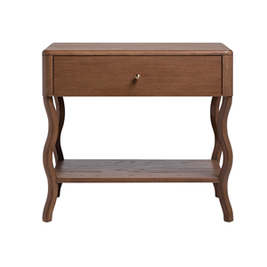 Elegante Mesita de Noche de Madera con Cajón y Estante Inferior - Diseño Clásico de Mesa Auxiliar para Dormitorio - Product Image 1