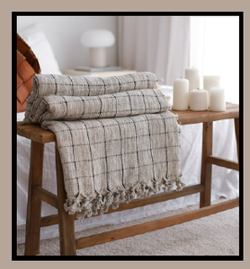 Blanc Noir Checkered Melange 100 Couvre-lit en coton naturel Brochet 200x240 cm 79x95 pouces - Product Image 3