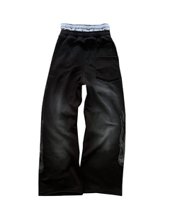 Pantalons à double taille pour hommes personnalisés, style Y2k, streetwear, évasés, empilés, délavés à l'acide, amples, à double taille - Product Image 2