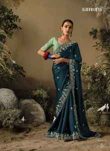 El último diseñador Dola Silk Hand Work Bordado Border Saree por Fab Zone - Product Image 2