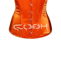Corset bustier sur-mesure en satin orange respirant à haute compression avec baleines en acier et bretelles pour l'entraînement de la taille
