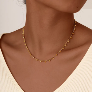 Bijoux en gros Parure de bijoux élégants en acier inoxydable 201 de couleur unie, plaqués or 18 carats - Product Image 2