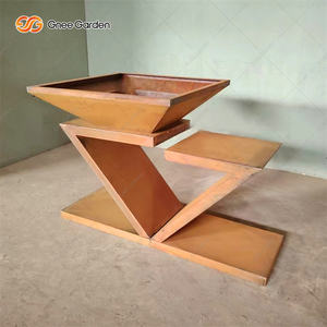 <b>Portable</b> Modern Corten Steel <b>Camping</b> BBQ Grill-Firewood <b>Stove</b> Powder Coated Finish Auto Ignition Rusty Finish for Outdoor Use - Product Image 4