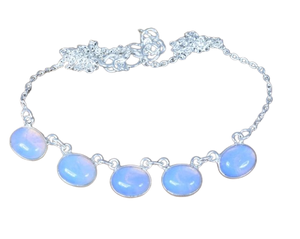 5 Pierre Laiteux Opalite 925 En Argent Sterling Lien Chaîne Collier Bijoux Faits À La Main 925 Estampillé Cadeau D'anniversaire IGI Certifié De Luxe - Product Image 1