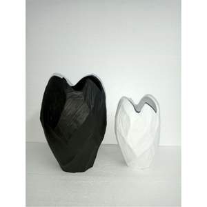 Ensemble de vases en métal noir mat et blanc de luxe, vente en gros, pots à fleurs en argile texturés à la main, vases décoratifs pour la maison et la décoration de mariage - Product Image 2