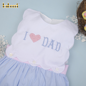 Ventes en gros BB2958 J'aime Papa Broderie Bébé Garçons Combinaisons d'été à bulles Luxe complet OEM ODM Personnalisé Fait main Spandex/Coton - Product Image 1