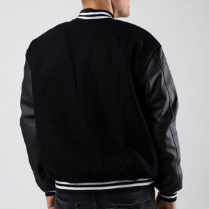 Veste d'université à col côtelé avec manches en cuir Veste lourde pour homme OEM/ODM en chenille sur mesure brodée sur mesure - Product Image 4