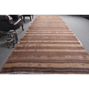 พรมวินเทจตุรกีขนาด 5.3x14.7 ฟุต, พรมปูพื้น, พรมลายดอกไม้สีน้ำตาล - Product Image 3