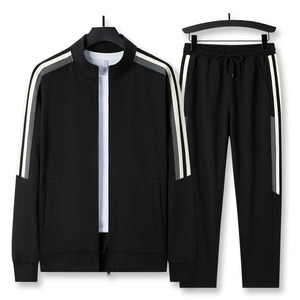2024 invierno 100% algodón personalizado sudadera pantalones de chándal hombres conjunto de dos piezas negro chándal Hip Hop Streetwear correr deporte - Product Image 1