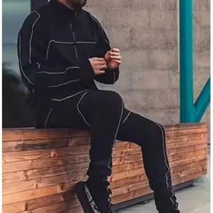 Conjunto de sudadera, chaqueta y pantalón reflectante para correr, conjuntos reflectantes unisex, la mayoría de los clientes demandan cremallera reflectante - Product Image 5