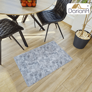 Tapis de sol rectangulaire industriel fin DarianA Loft en polyester antidérapant avec envers en caoutchouc, imprimé abstrait, décoratif et facile d'entretien - Product Image 3