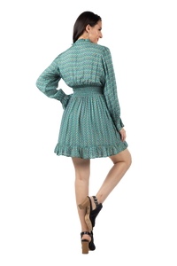 Femme Multicolore Imprimé Blanc Flair Sexy Conception Évasée Longue Robe Kurti Style Indien Pakistanais Mariages Fêtes-Numéro de Modèle - Product Image 2