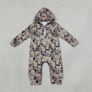 Combinaison à capuche camouflage pour bébé, sans manches, fermeture éclair, respirante, en soie de lait/coton, unisexe, vêtements décontractés d'été - Product Image 2