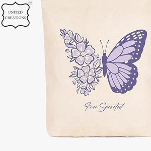 Sac de shopping en coton imprimé Sac fourre-tout en toile imprimé papillon Sac personnalisé en coton avec logo imprimé personnalisé - Product Image 5