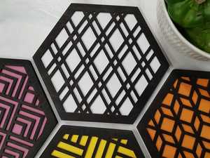 Handcrafted Solid Black Walnut Magnetic Trivet Creative Geometric Desktop Insulation Pad Nordic Minimalist Wood <b>Table</b> <b>Mat</b> - Product Image 4