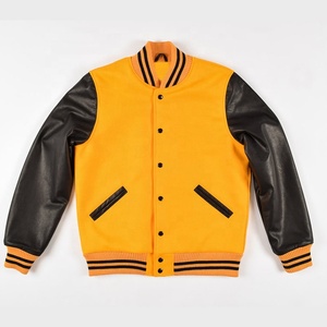 2025 OEM Custom <b>100</b>% Original Genuine Cowhide Leather Varsity Jacket for Men Collarless CollegeBaseballjacket for men - Product Image 4