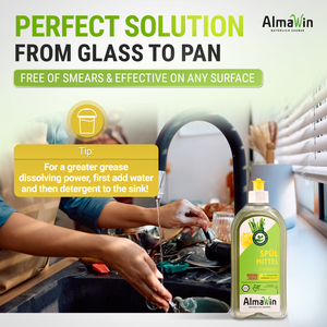 Liquide vaisselle biologique de marque AlmaWin, export, parfum citronnelle, 1000 ml, détergent vaisselle biologique puissant - Product Image 5