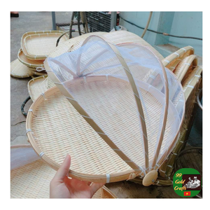 ถาดตะกร้าไม้ไผ่รักษ์โลกตะกร้าไม้ไผ่ทำด้วยมือธรรมชาติสำหรับเสิร์ฟและห้องครัวที่คลุมอาหารทำด้วยมือทำจากไม้ไผ่ - Product Image 5