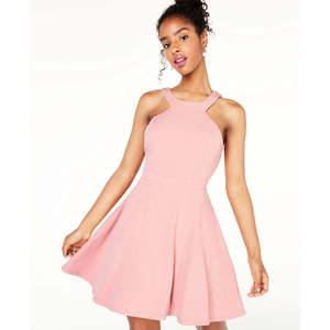 Vestido rosa ajustado y evasé para jóvenes de City Studios, talla 9, vestido de cóctel de encaje con espalda descubierta - Product Image 3