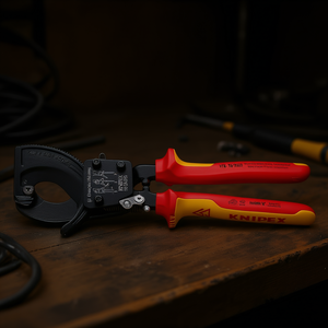 Coupe-câbles Knipex (action à cliquet) laqué noir avec poignées multi-composants isolées testées VDE, ciseaux et cisailles - Product Image 3