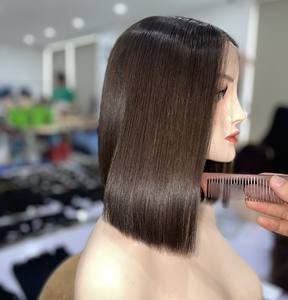 Precio al por mayor Bob Pelucas Cabello humano Mujeres Pelucas Hueso Recto Color marrón 100% Cabello crudo vietnamita - Product Image 1