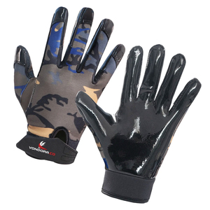 ถุงมือรับบอลอเมริกันฟุตบอลสำหรับผู้หญิง คุณภาพสูง ผลิตตามสั่ง ระบายอากาศได้ดี หนังไมโครไฟเบอร์แบบเต็มนิ้ว พิมพ์ลายดิจิทัล พร้อมตะขอเกี่ยว - Product Image 1