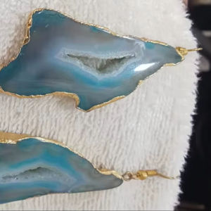 Pendientes de Piedras Preciosas de Drusa Brillante al por Mayor, Joyería de Latón Chapada en Oro Micronizado para Bodas y Fiestas, 20% de Descuento y Regalo - Product Image 3