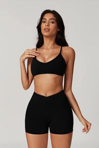 Meilleure vente Zoe noir soutien-gorge de sport 4 voies extensible fines bretelles respirant séchage rapide et fort impact femmes Gym Fitness soutien-gorge de sport - Product Image 2
