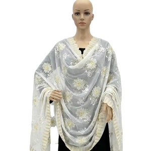 Châle en voile de coton AHE pour femme, broderie florale en strass, doux, léger, respirant, pour usage quotidien, toutes saisons, taille moyenne - Product Image 1