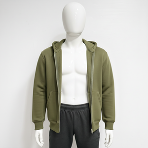 Vente en gros de sweats à capuche en coton à fermeture éclair, imprimés numériquement, avec logo, 360 g/m², coupe courte, entièrement zippés, style vintage, pour hommes - Product Image 4