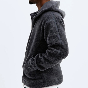 Organic Fleece Men's <b>Hoodies</b> Jackets 100% Polyester Men's Pockets Sweatshirt Jacket Teddy Flannel <b>Full</b>-<b>Zip</b> Hoodie for Men - Product Image 3