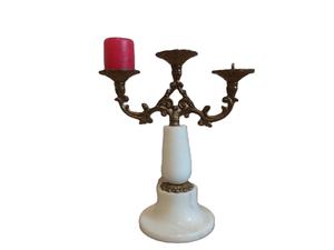 Chandelier en marbre et laiton, chandelier vintage, chandelier en marbre - Product Image 5