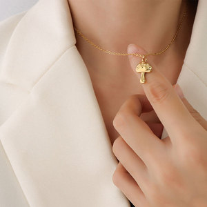 ขายส่งสร้อยคอจี้เห็ดชุบทองสแตนเลส - Product Image 4