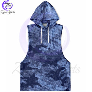 Sudadera con capucha sin mangas de tarifa al por mayor camuflaje de mezclilla azul fácil de lavar ropa transpirable para adultos hecha en Pakistán sudaderas con capucha de uso regular - Product Image 4