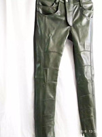 Pantalon en cuir pour homme, nouveau modèle, vert olive, cuir de designer, véritable cuir d'agneau, jean en cuir de motard, pantalon