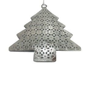 Decoración navideña hecha a mano, hierro soldado con óxido, árbol X Mas, hoja plateada, adorno navideño colgante para decoraciones del hogar - Product Image 3