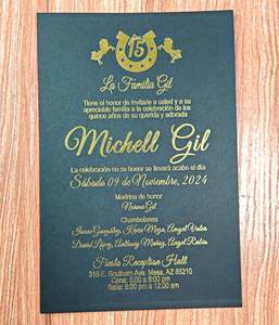 5x7 الأسود والذهبي ختم الساخنة احباط بطاقات دعوة الزفاف لحفلات الزفاف الزفاف الحلو 16 Quinceanera عيد ميلاد دعوات 15 سنة - Product Image 2
