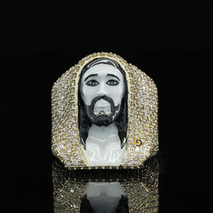 Pendentif Jésus Hip Hop entièrement glacé avec des diamants cultivés en laboratoire de taille brillante en or massif 10 carats pour les fêtes de mariage-Certifié IGI - Product Image 1